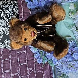 The Bearington 🎄 Collection Plush Poseable Bear with Large Brown Bow